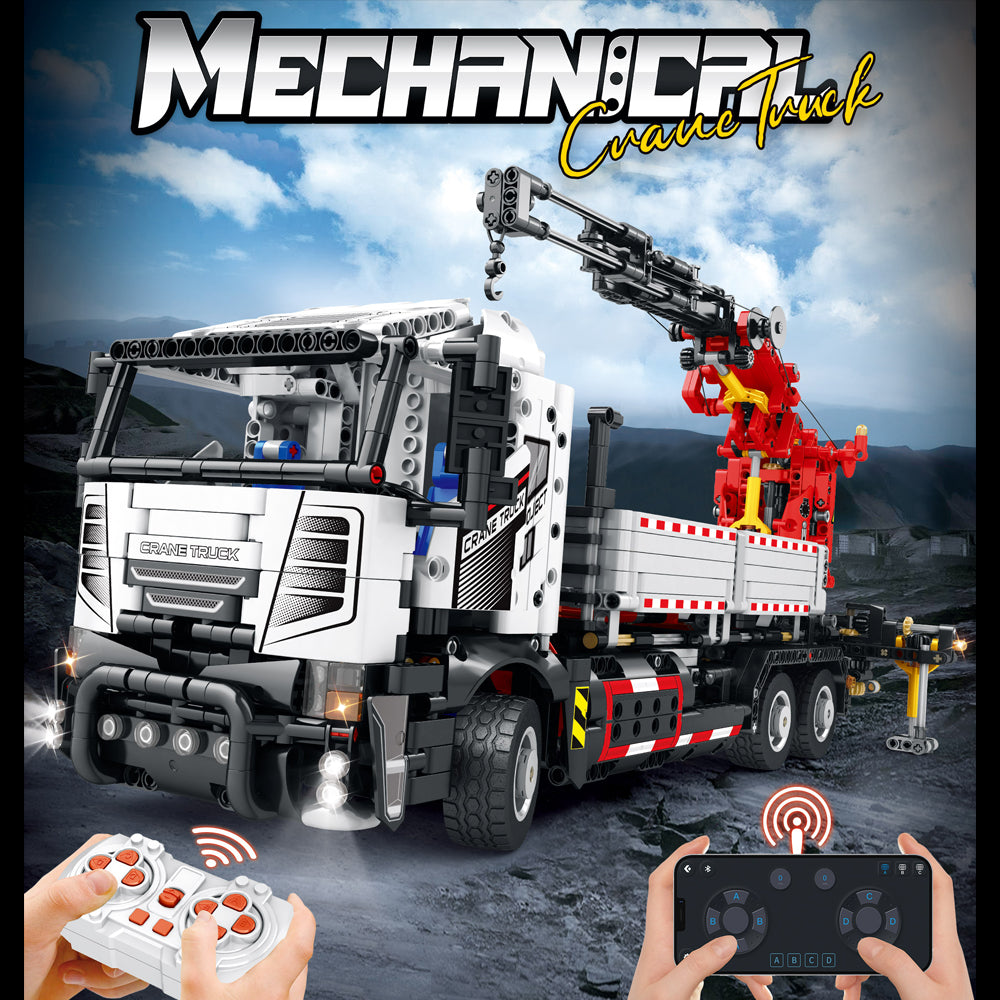Technik Kran LKW Modell, 2328 Teile Technik LKW mit Kran Ferngesteuert LKW Motorisierte Modell, Custom Bausteine Kompatibel mit Lego Technik