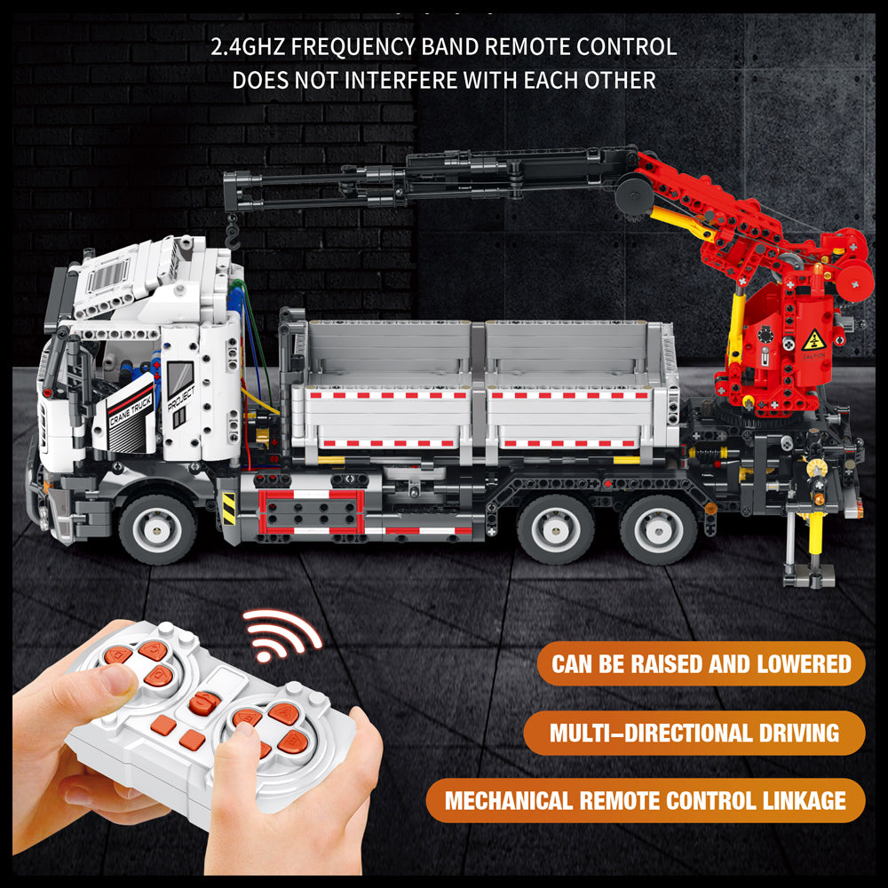 Technik Kran LKW Modell, 2328 Teile Technik LKW mit Kran Ferngesteuert LKW Motorisierte Modell, Custom Bausteine Kompatibel mit Lego Technik
