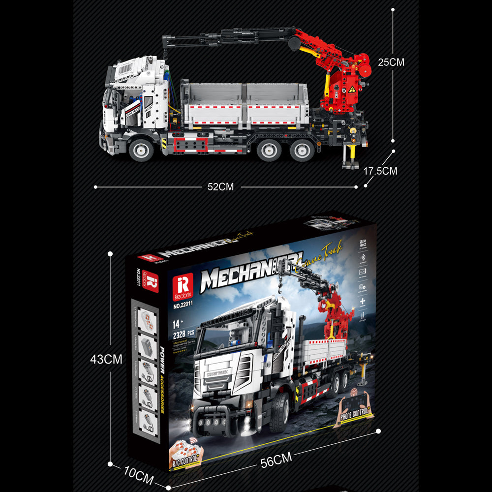 Technik Kran LKW Modell, 2328 Teile Technik LKW mit Kran Ferngesteuert LKW Motorisierte Modell, Custom Bausteine Kompatibel mit Lego Technik