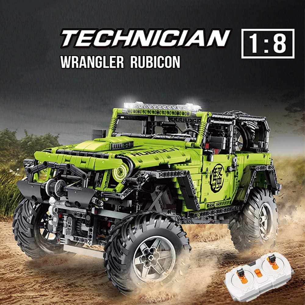 Technik Jeep Wrangler Technic Ferngesteuert Auto, 2343 Teile Technik Geländewagen mit 4 Motor, Fernbedienung und App Kontroller Bauset Kompatibel mit Lego Technik