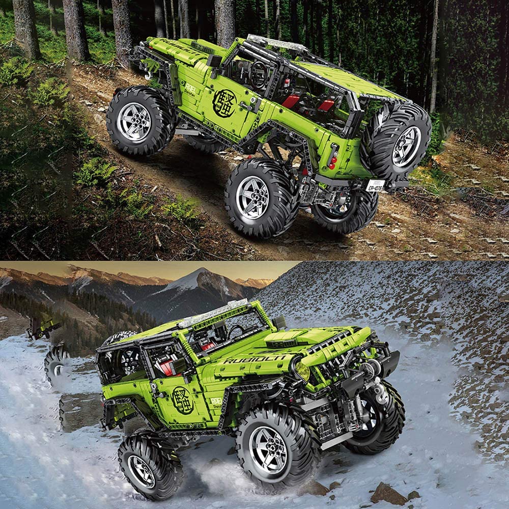 Technik Jeep Wrangler Technic Ferngesteuert Auto, 2343 Teile Technik Geländewagen mit 4 Motor, Fernbedienung und App Kontroller Bauset Kompatibel mit Lego Technik