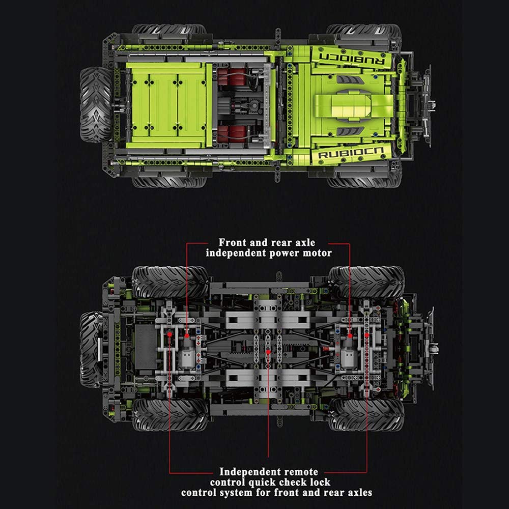 Technik Jeep Wrangler Technic Ferngesteuert Auto, 2343 Teile Technik Geländewagen mit 4 Motor, Fernbedienung und App Kontroller Bauset Kompatibel mit Lego Technik