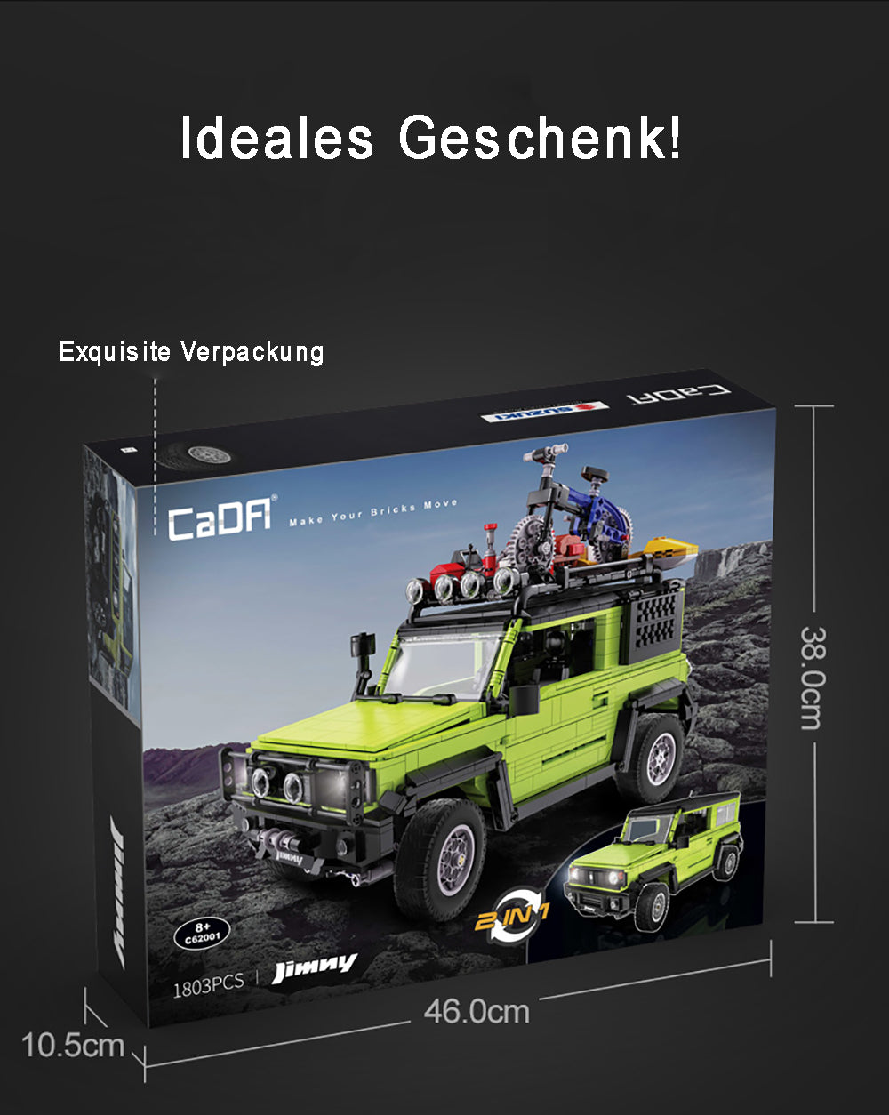 Technik Suzuki Jimny Modell, 1803 Teile Technik Ferngesteuert Offroader Modell mit Motoren, Technik Geländewagen Bausatz Kompatibel mit Lego Technik