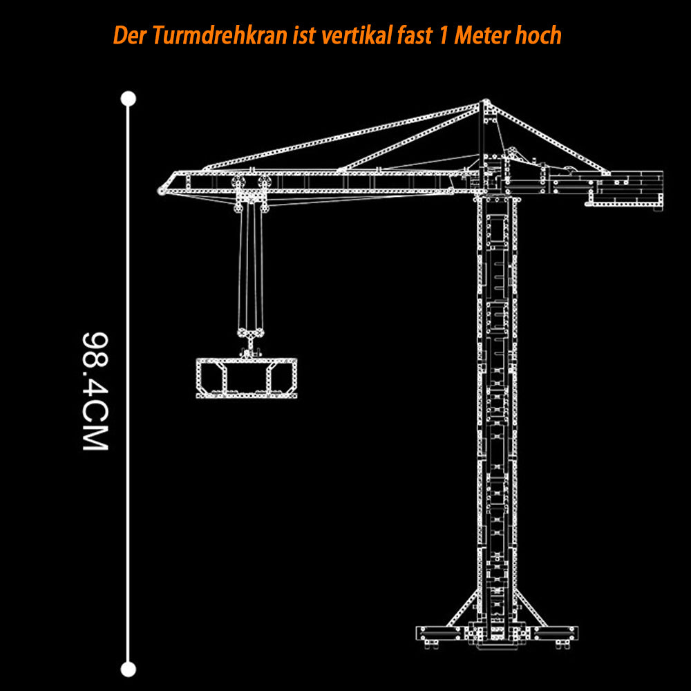 mk 17004 Technik Kran Ferngesteuert, 1797 Teile Technik Turmkran mit Motoren Modell, Technik Modell Bauset Kompatibel mit Lego Technik Turmkran
