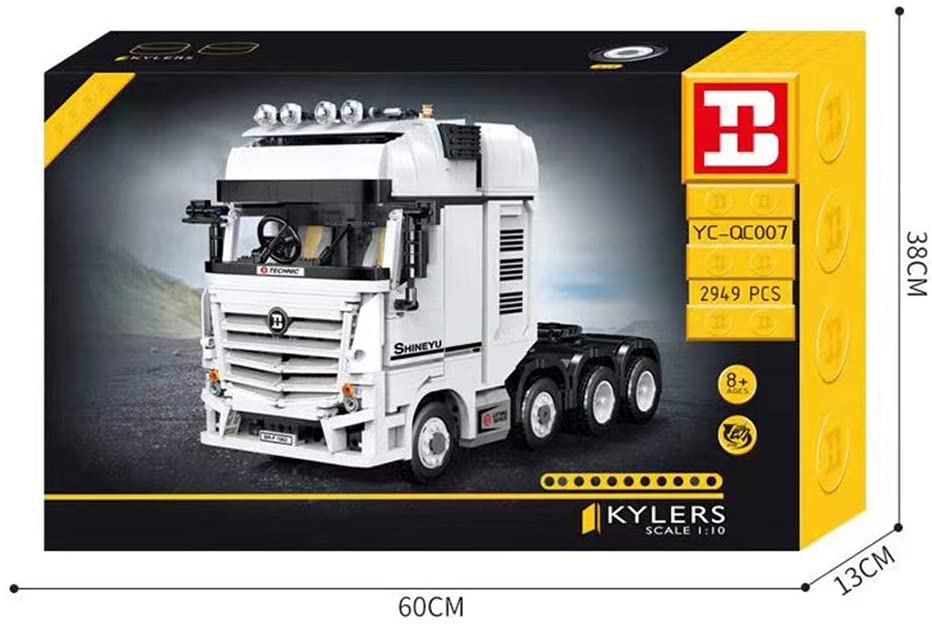 Technik Truck Technik LKW mit Anhänger, 4478 Teile Technic LKW mit 4 Motoren, Akku/Empfänger und Fernsteuerung Set Kompatibel mit Lego Technik