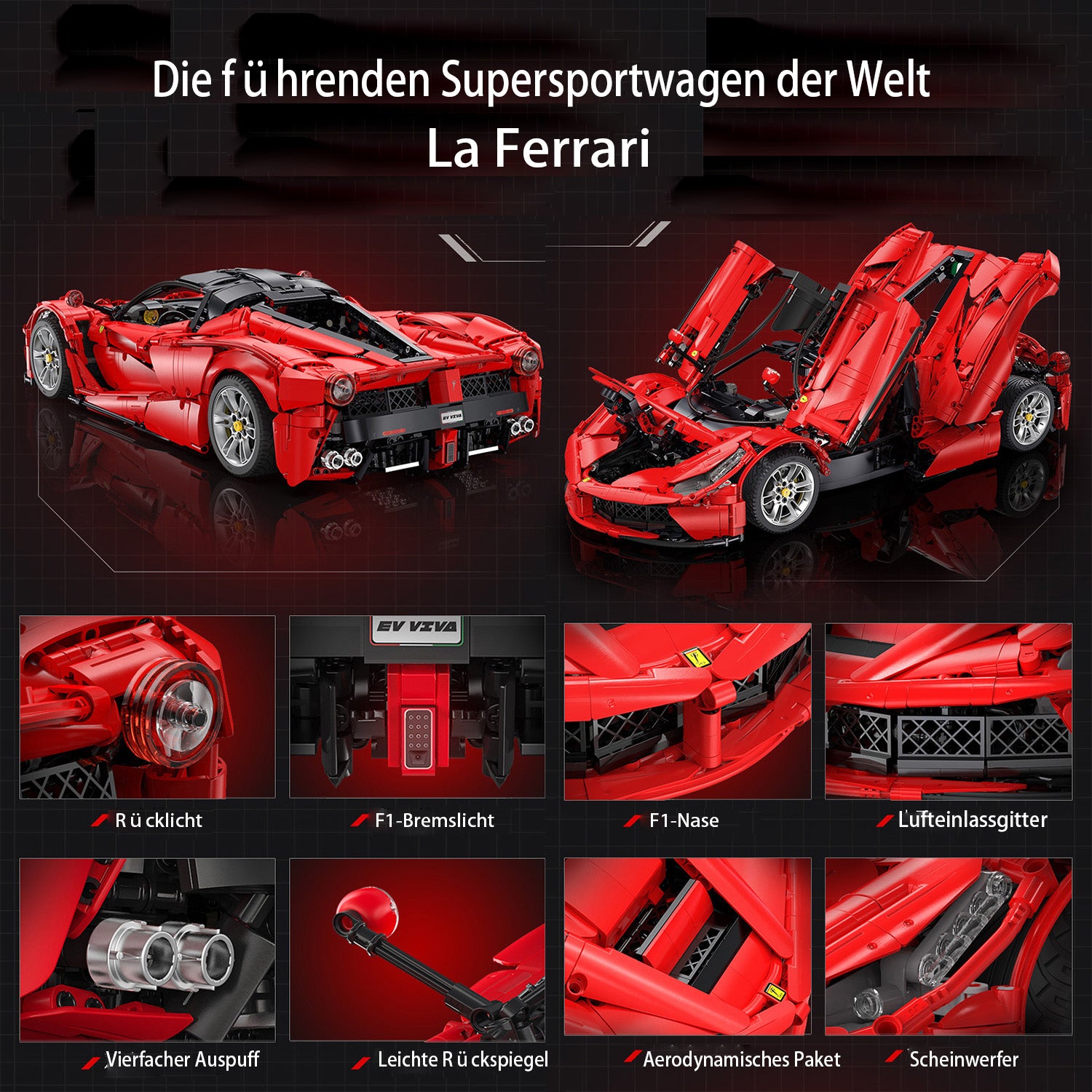 Technik LaFerrari, Technik Supersportwagen, Technik Auto Bausteine Modell, 4739 Teile Technik Modell Bauset Kompatibel mit Lego Technik Auto
