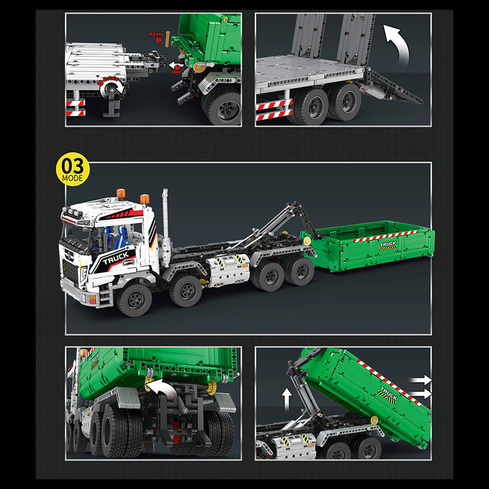 Technik LKW Mit Anhänger, 2950 Teile Technik Truck Ferngesteuert Auto mit Motoren, Technik Dumper mit Anhänger Bauset Kompatibel mit Lego Technik LKW
