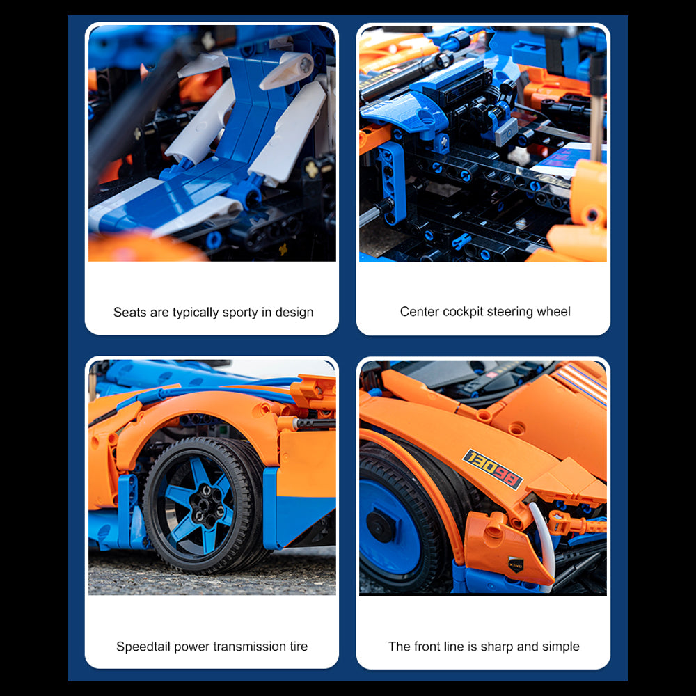 Technik Supercar Mclaren Speedtail 13098, Technik Sportwagen Ferngesteuert, 1883 Teile Technik Auto Motorisierte Modell mit Motoren, Custom Bausteine Kompatibel mit Lego Technik
