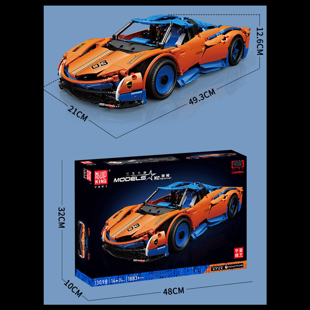 Technik Supercar Mclaren Speedtail 13098, Technik Sportwagen Ferngesteuert, 1883 Teile Technik Auto Motorisierte Modell mit Motoren, Custom Bausteine Kompatibel mit Lego Technik
