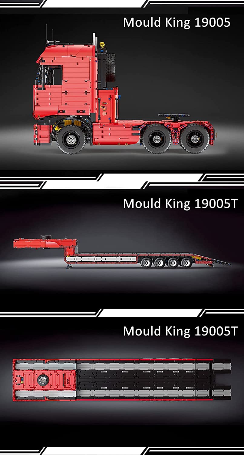 Technik LKW mit Anhänger, 8193 Teile, MK 19005 Technic Große Anhänger Modell, mit Fernbedienung und 9 Motoren, Kompatibel mit Lego