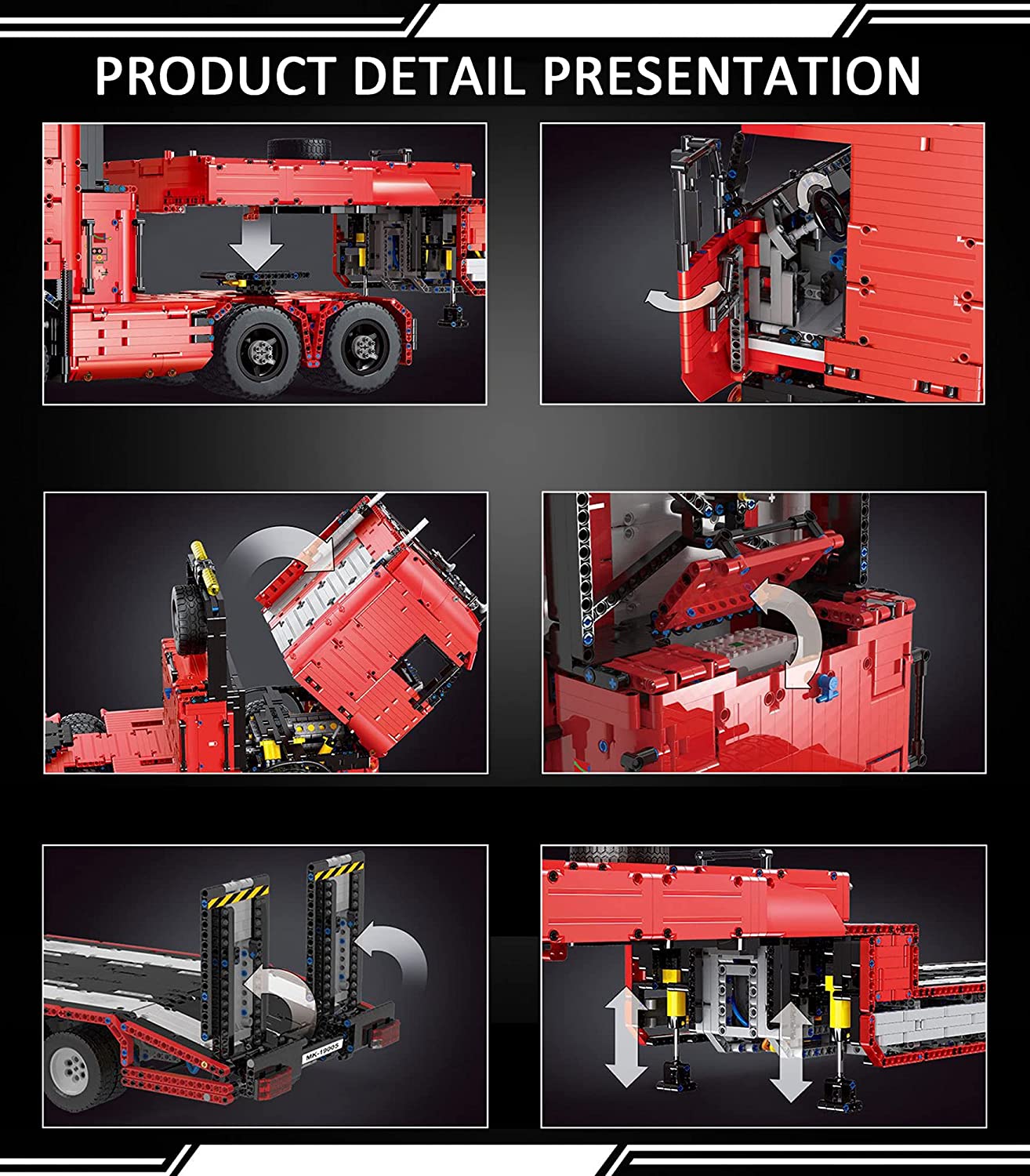 Technik LKW mit Anhänger, 8193 Teile, MK 19005 Technic Große Anhänger Modell, mit Fernbedienung und 9 Motoren, Kompatibel mit Lego