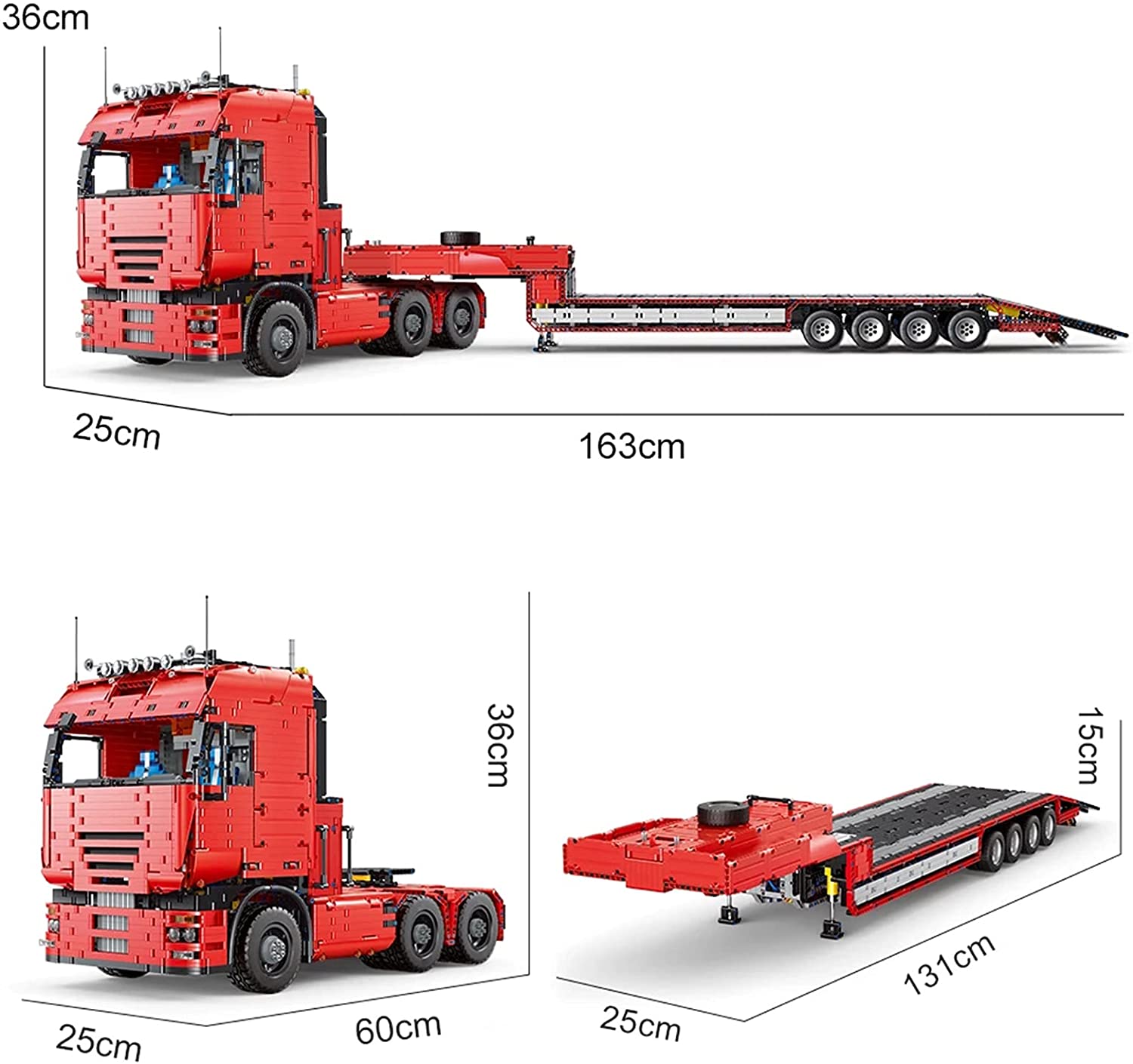Technik LKW mit Anhänger, 8193 Teile, MK 19005 Technic Große Anhänger Modell, mit Fernbedienung und 9 Motoren, Kompatibel mit Lego