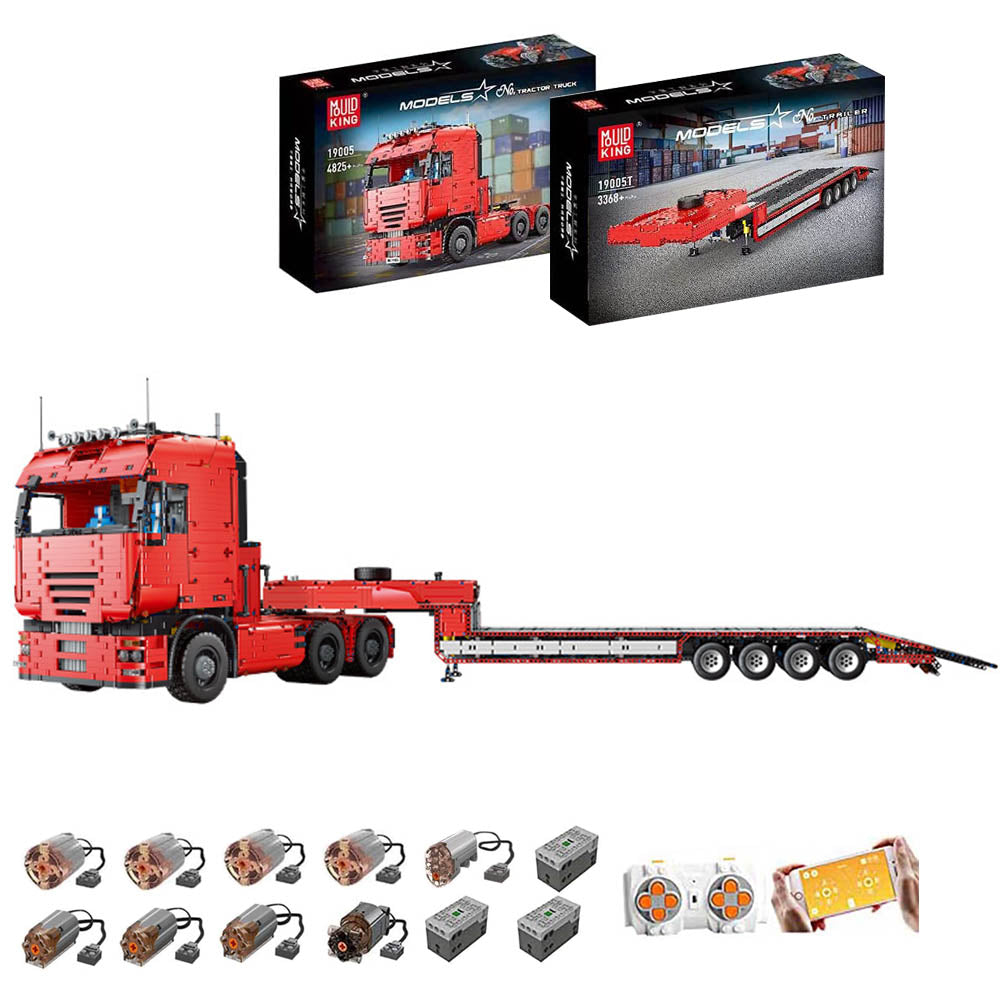 Technik LKW mit Anhänger, 8193 Teile Technik Truck mit Anhänger Ferngesteuert LKW, Technik Truck mit 9 Motor Bauset Kompatibel mit Lego Technik