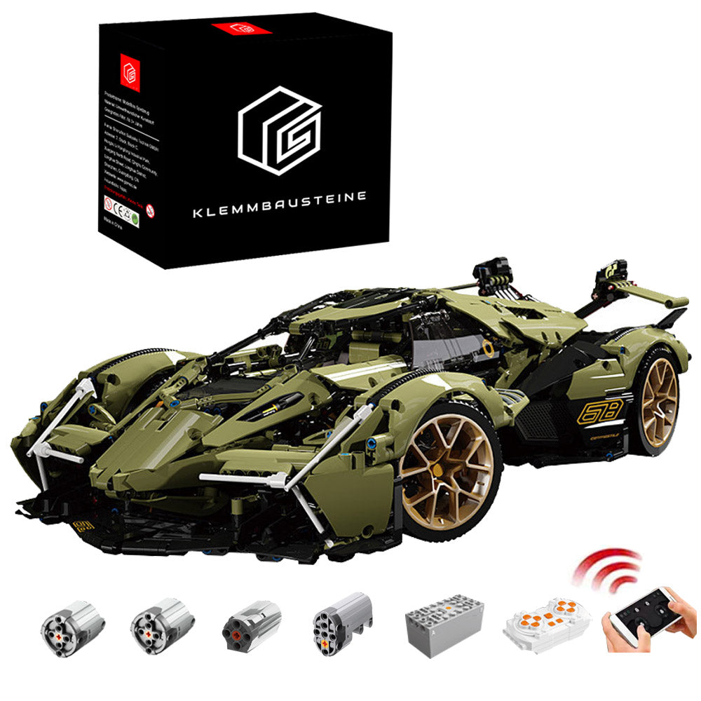Technik Auto für Lamborghini V12, 2533 Teile Technik Auto ferngesteuert Technik Sportwagen Technic Supercar Technik Auto Bauset Kompatibel mit Lego Technik Auto
