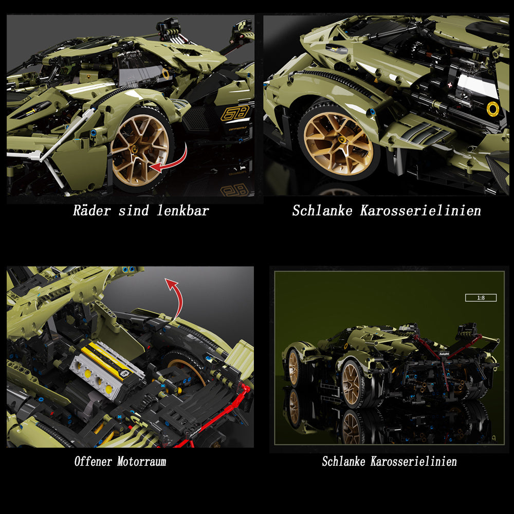 Technik Auto für Lamborghini V12, 2533 Teile Technik Auto ferngesteuert Technik Sportwagen Technic Supercar Technik Auto Bauset Kompatibel mit Lego Technik Auto
