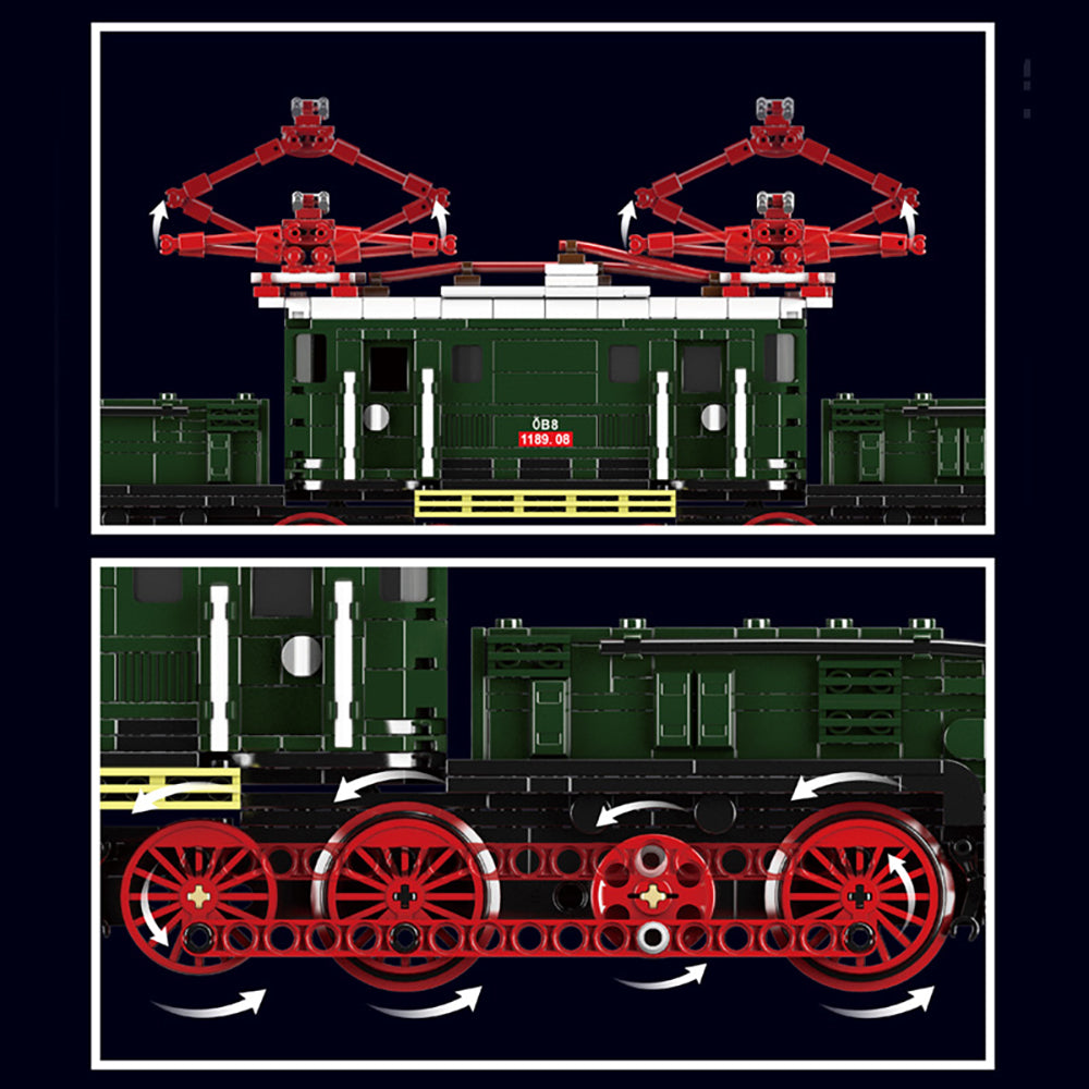 Technik Zug 0BB Technik Lokomotive Modell, 919 Teile Technik Zug 1189 Serie mit Schienen Custom Bausteine Kompatibel mit Lego Technik Zug