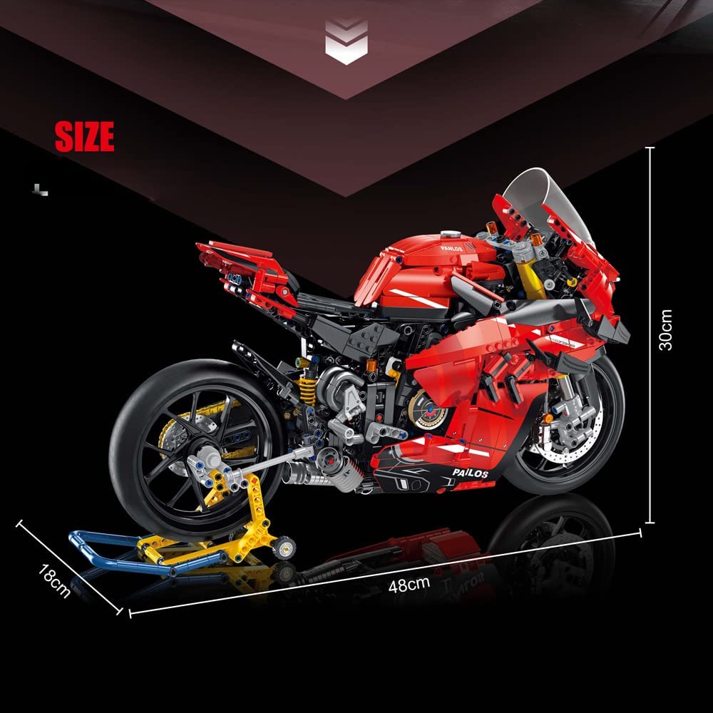 Technik Motorrad Technic Motorrad für Ducati V4 S Modell, 2129 Teile Technik Motorrad Modellbausatz Kompatibel mit Lego Technik Motorrad
