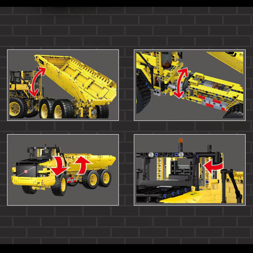 Technik Knickgelenkter Volvo-Dumper mit App Control, 1888 Teile Technik Ferngesteuert Dumper LKW mit Motoren Modell Bausatz Kompatibel mit Lego Technik