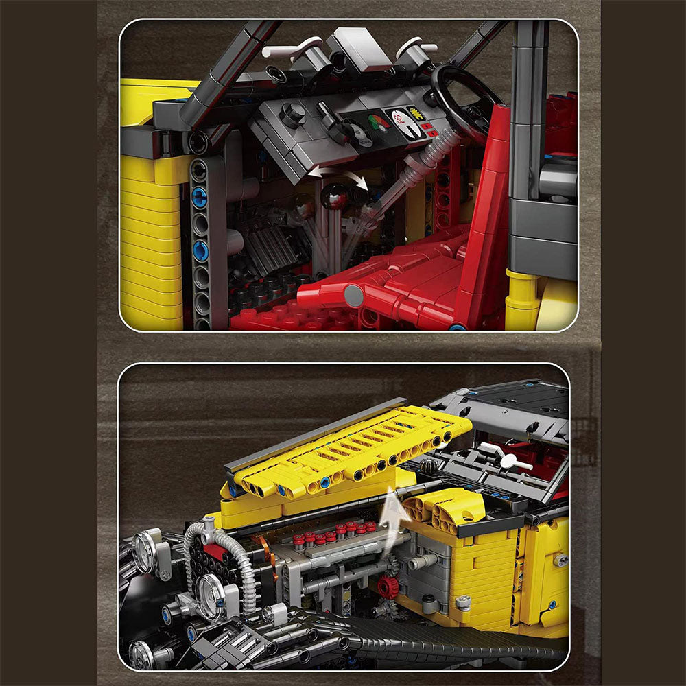 Technik Bugatti T50 Oldtimer, 3564 Teile Technik Ferngesteuert Auto mit 3 Motor, Technik Oldtimer Retro-Auto Bauset Kompatibel mit Lego Technik