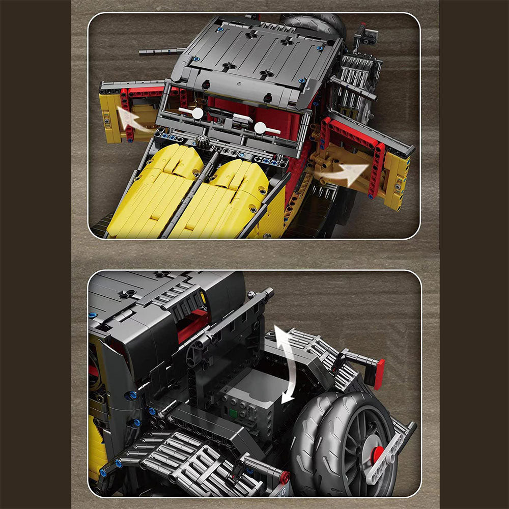 Technik Bugatti T50 Oldtimer, 3564 Teile Technik Ferngesteuert Auto mit 3 Motor, Technik Oldtimer Retro-Auto Bauset Kompatibel mit Lego Technik