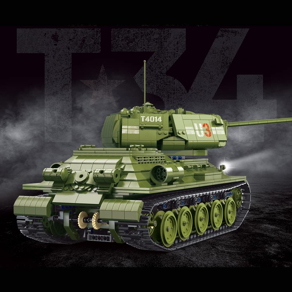Technik Panzer T 34 Tank Modell, 2052 Teile Technik Panzer Ferngesteuert Panzer Motorisierte Modell, Custom Bausteine Kompatibel mit Lego Technik