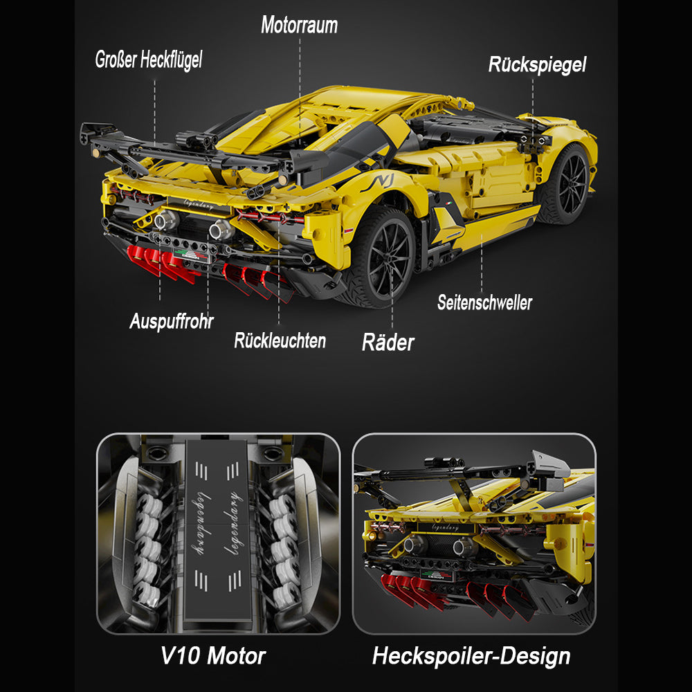 Technik Lamborghini Aventador LP700 Supersportwagen Modell, Technik Sportwagen Mit LED Beleuchtung Technik ferngesteuert Auto mit Motor Bausatz Kompatibel mit Lego Technik
