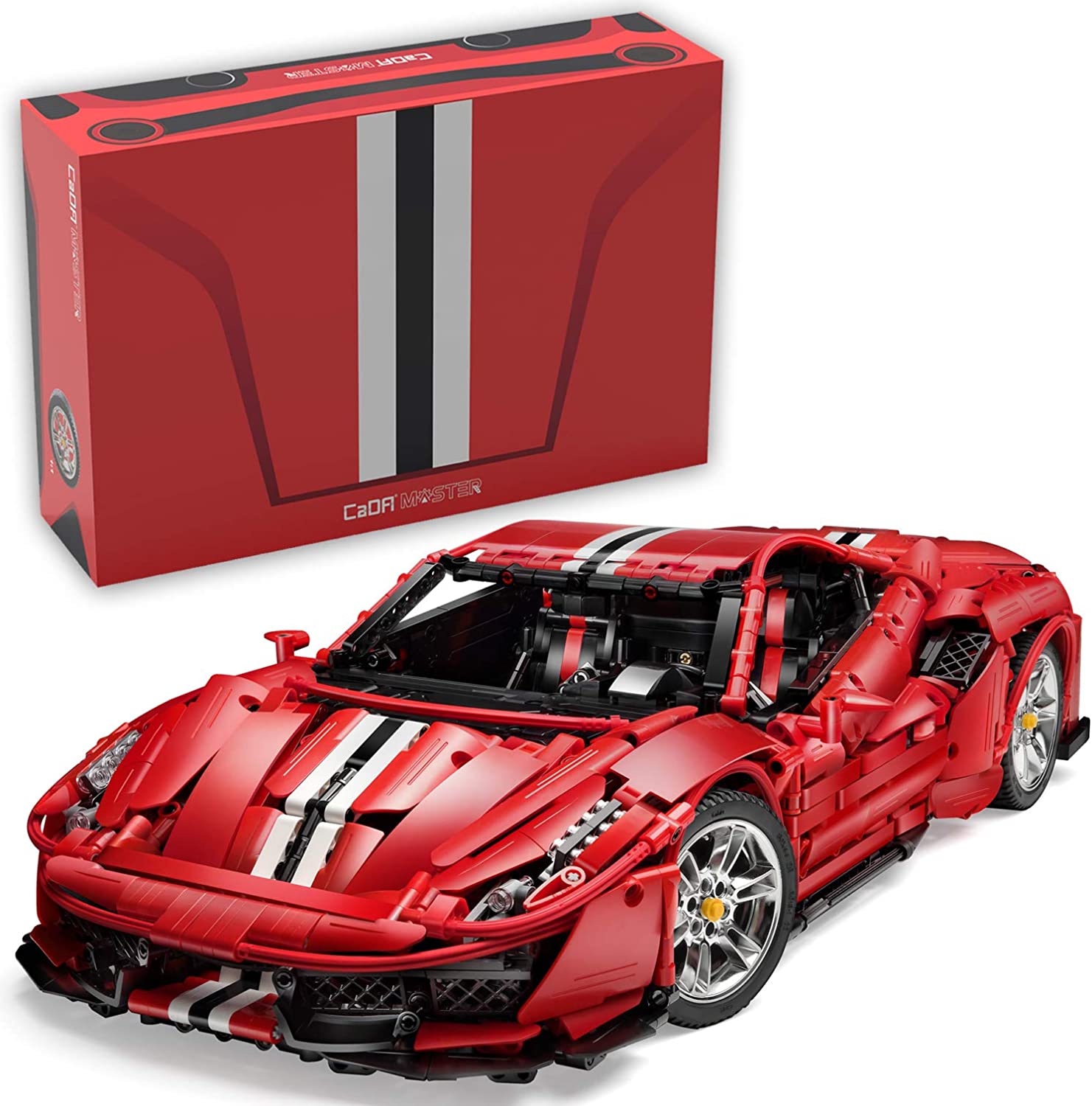 CADA C61043w Technic Bausteine Sportwagen Auto für Ferrari 488 Pista, 3236 Teile, 1: 8 Bausatz für Technische Rennbausteine, Kompatibel mit lego technik