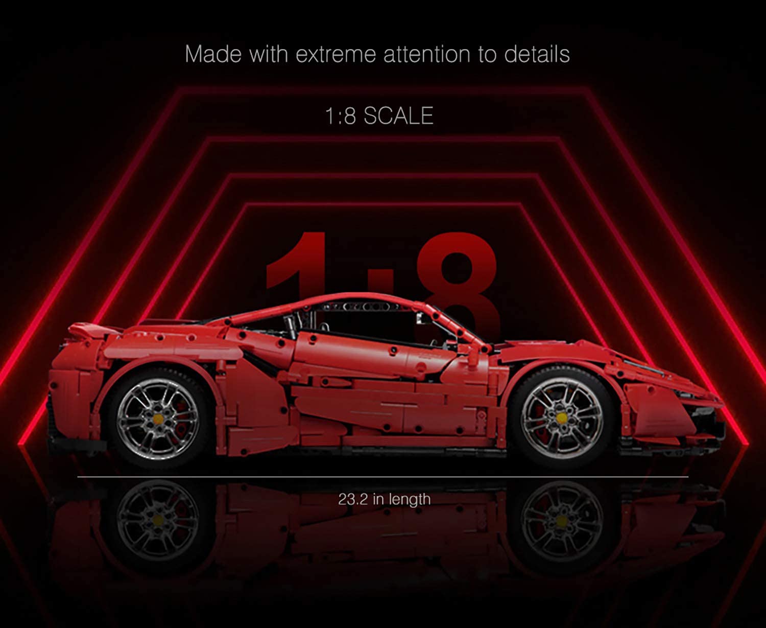 CADA C61043w Technic Bausteine Sportwagen Auto für Ferrari 488 Pista, 3236 Teile, 1: 8 Bausatz für Technische Rennbausteine, Kompatibel mit lego technik