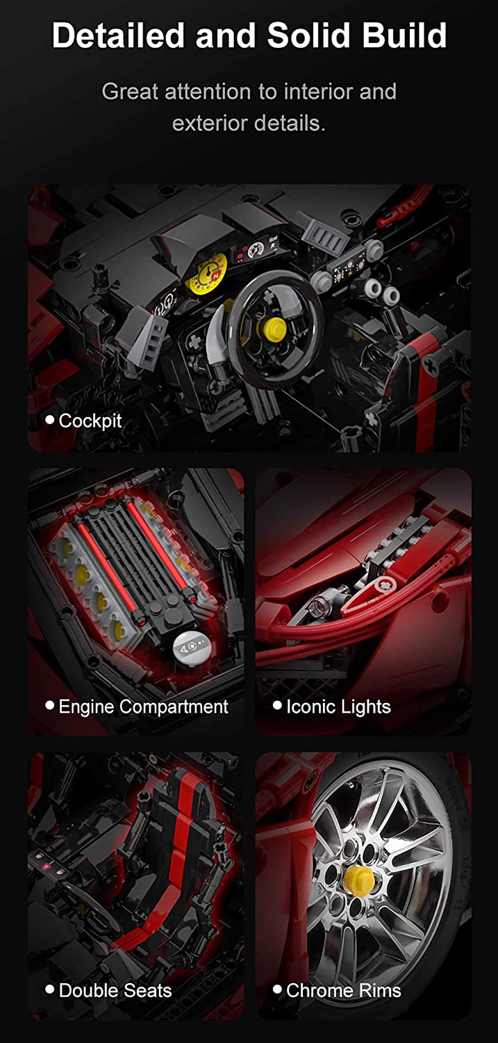 CADA C61043w Technic Bausteine Sportwagen Auto für Ferrari 488 Pista, 3236 Teile, 1: 8 Bausatz für Technische Rennbausteine, Kompatibel mit lego technik