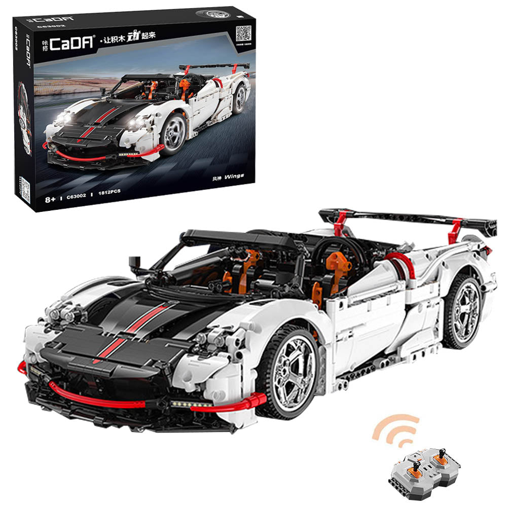 CADA Master C63002 Technik Pagani Huayra, 1812 Teile Technik Sportwagen Technic Ferngesteuert Supersportwagen mit Motor LEDs Modellbau Klemmbausteine Kompatibel mit Lego Technik