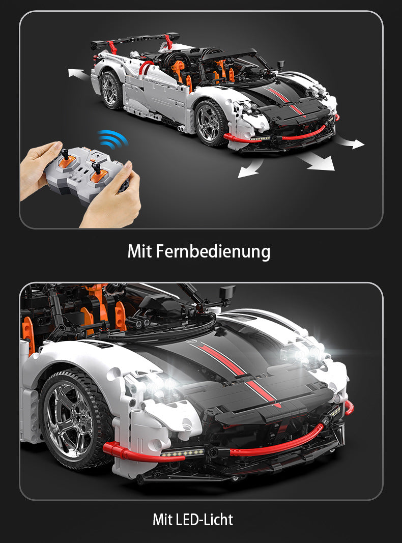 CADA Master C63002 Technik Pagani Huayra, 1812 Teile Technik Sportwagen Technic Ferngesteuert Supersportwagen mit Motor LEDs Modellbau Klemmbausteine Kompatibel mit Lego Technik