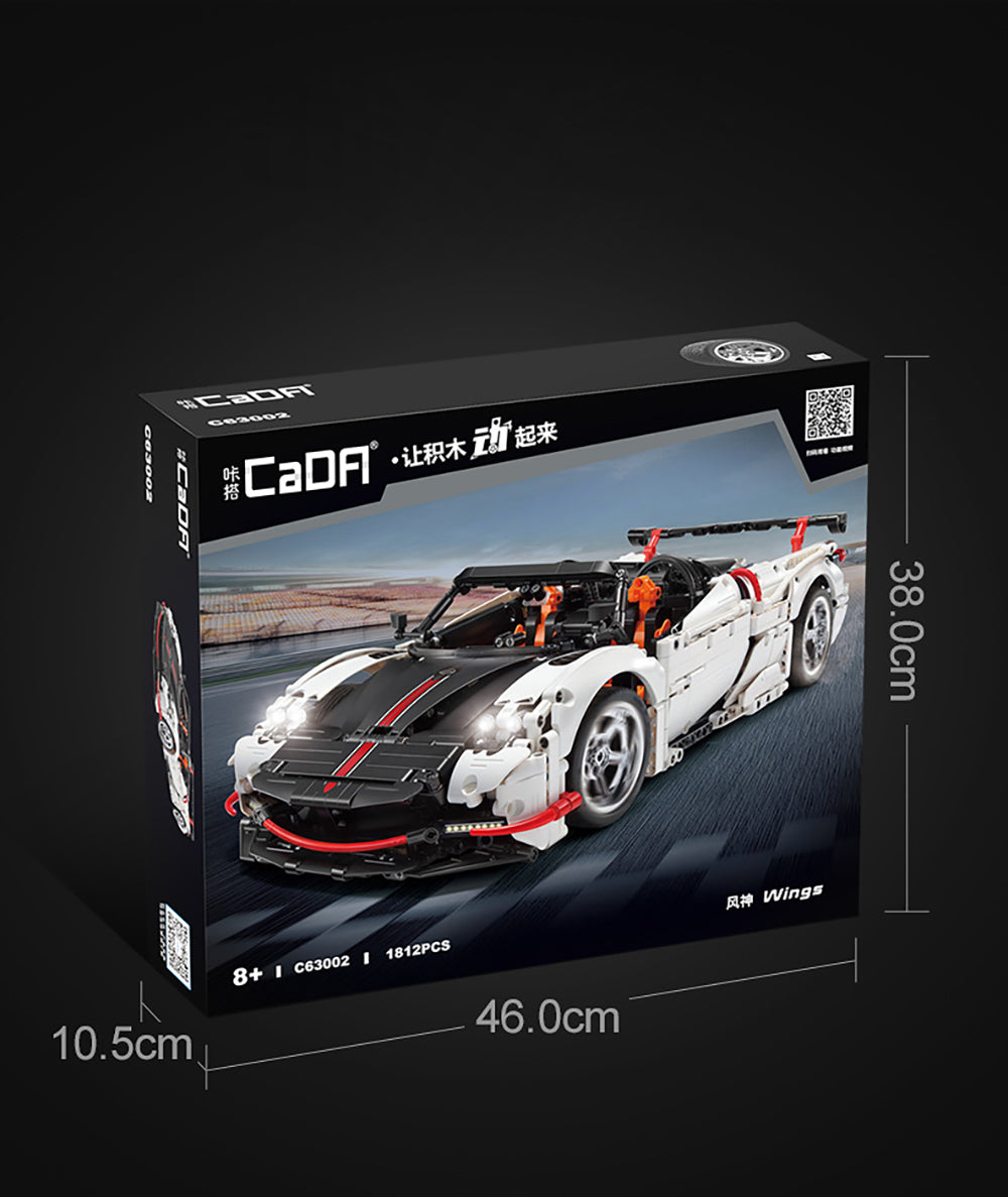 CADA Master C63002 Technik Pagani Huayra, 1812 Teile Technik Sportwagen Technic Ferngesteuert Supersportwagen mit Motor LEDs Modellbau Klemmbausteine Kompatibel mit Lego Technik