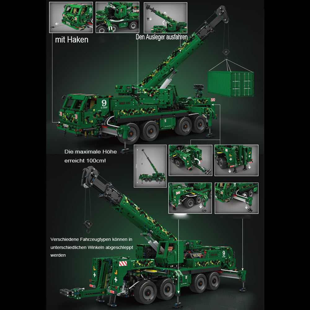 Technik Rettungskran 100cm Technik Militär Kran Pneumatik Kranwagen Ferngesteuert, 5539 Teile Technik Kran Motorisierte Modell, Custom Bausteine Kompatibel mit Lego Technik