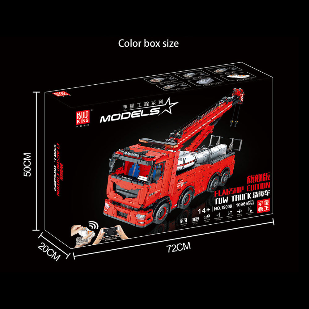 Mould King Kran LKW 19006, Technik Pneumatik LKW Ferngesteuert, 10966 Teile Technic Kranwagen Motorisierte Modell mit 19 Motoren, Custom Bausteine Kompatibel mit Lego Technik