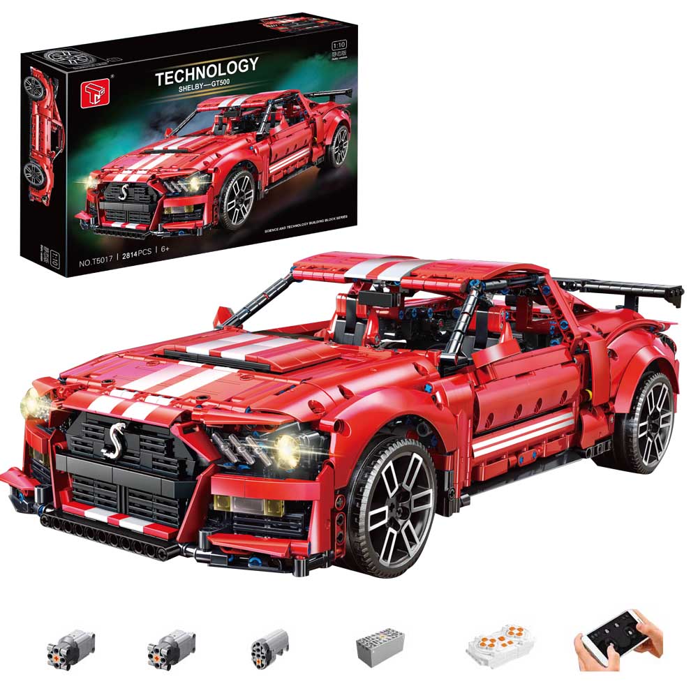 Technik Auto Ford Mustang Shelby GT500, 2814 Teile Technik Sportwagen Ferngesteuert Mit Motor, Technic Auto Modellbau Klemmbausteine Kompatibel mit Lego Technik