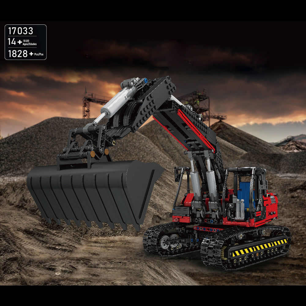Technik Raupenbagger Modell, 1828 Teile Technik Bagger Ferngesteuert Mit Motor, Technic Bagger Modellbau Klemmbausteine Kompatibel mit Lego Technik