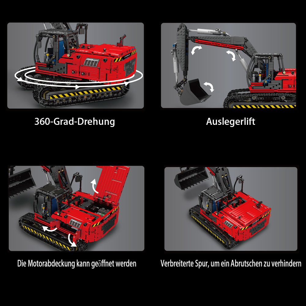 Technik Raupenbagger Modell, 1828 Teile Technik Bagger Ferngesteuert Mit Motor, Technic Bagger Modellbau Klemmbausteine Kompatibel mit Lego Technik
