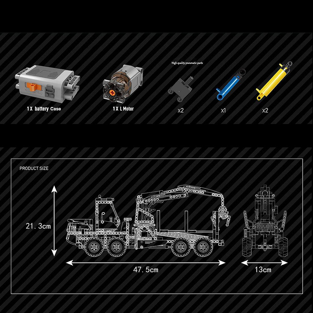 Technik Pneumatik Wald Holzen Fahrzeug, 938 Teile Technik Forstwagen mit Motor Bauset Kompatibel mit Lego Technik