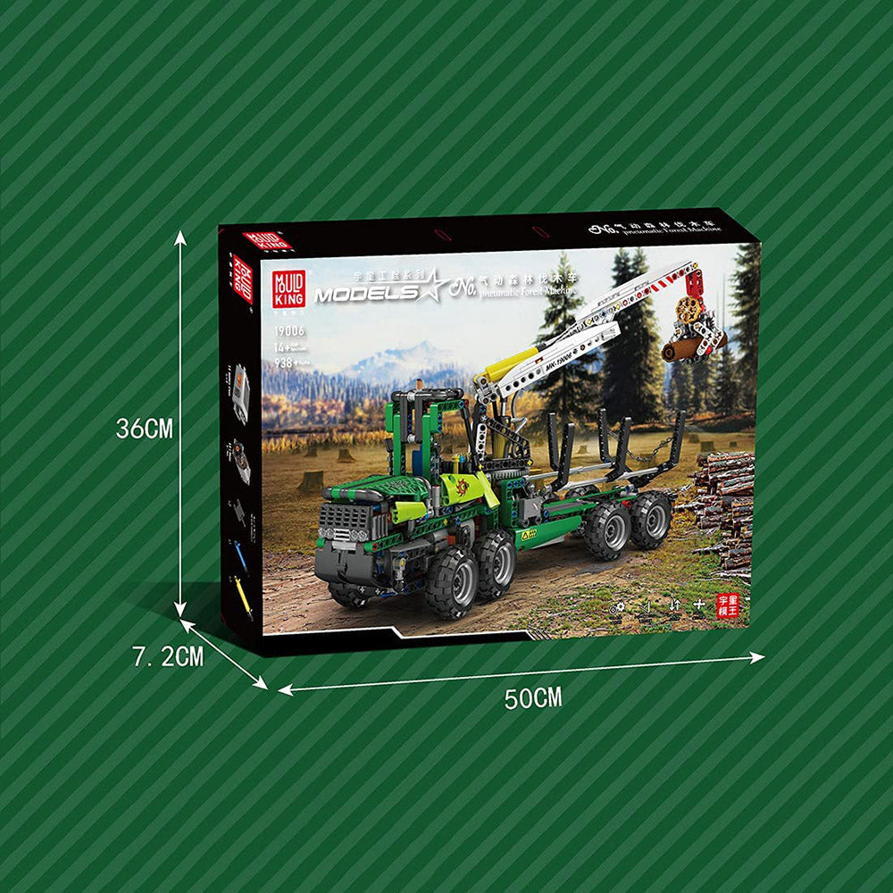 Technik Pneumatik Wald Holzen Fahrzeug, 938 Teile Technik Forstwagen mit Motor Bauset Kompatibel mit Lego Technik