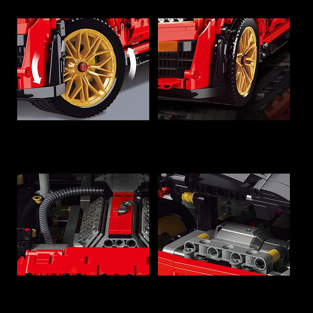 Technik Ford Mustang Shelby GT500 Sportwagen, 3386 Teile Technik Ferngesteuert Auto mit 5 Motor Custome Bausteine Bauset Kompatibel mit Lego Technik