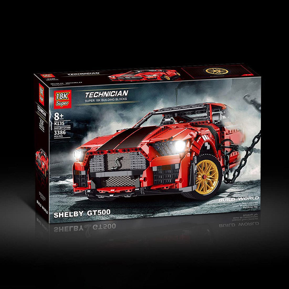 Technik Ford Mustang Shelby GT500 Sportwagen, 3386 Teile Technik Ferngesteuert Auto mit 5 Motor Custome Bausteine Bauset Kompatibel mit Lego Technik