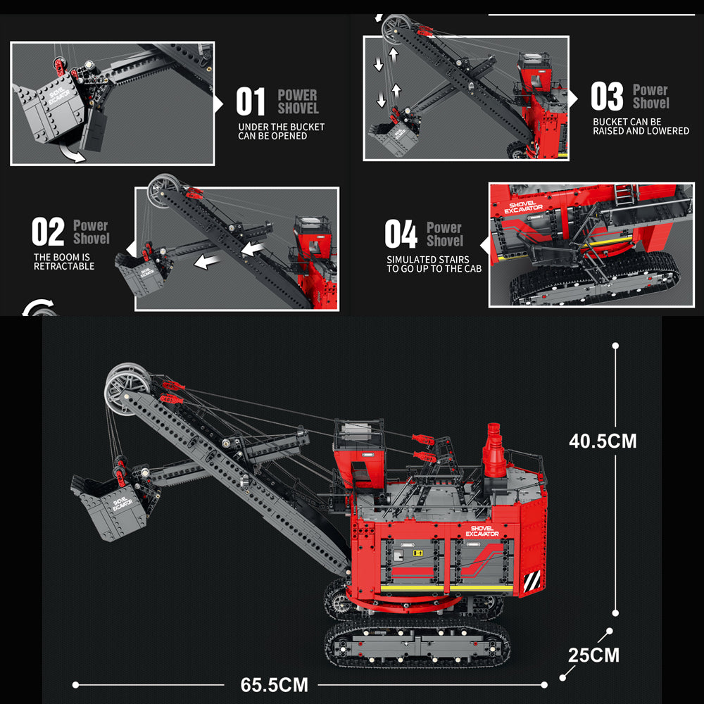 Technik Bagger Modell, 2968 Teile Technic Raupenbagger Ferngesteuert Bagger Motorisierte Löffelbagger Modellbau Custom Bausteine Kompatibel mit Lego Technik Bagger