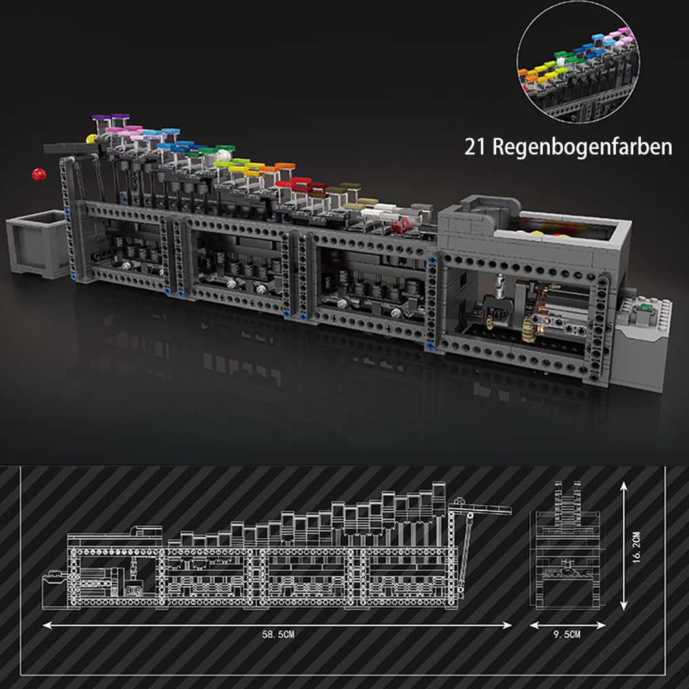 Technik Regenbogen Fließstraße Fabrik, MK 26004, 1038 Teile Technic Maschine mit Motoren, Balls Bausatz Kompatibel mit Lego Technik