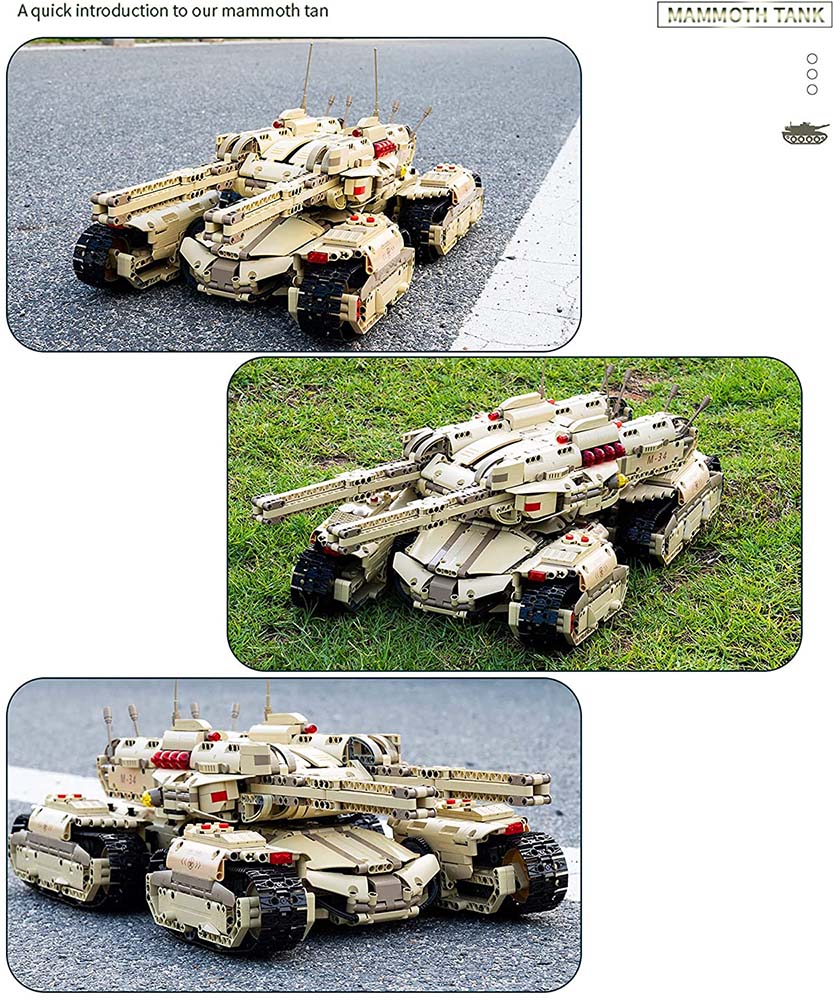 Technik Panzer, 3296 Teile Technic Militär Mammut Panzer Modell mit 6 Motor Bauset Kompatibel mit Lego Technik