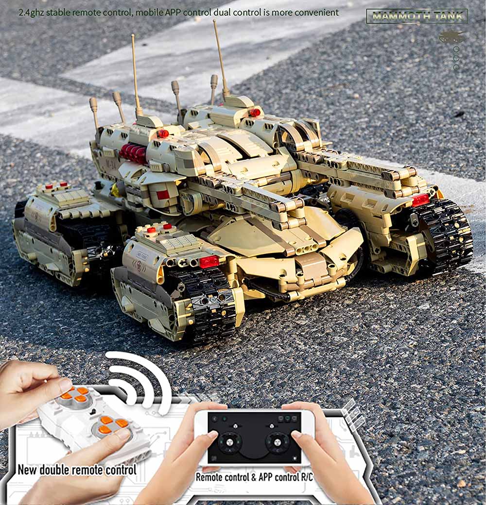 Technik Panzer, 3296 Teile Technic Militär Mammut Panzer Modell mit 6 Motor Bauset Kompatibel mit Lego Technik