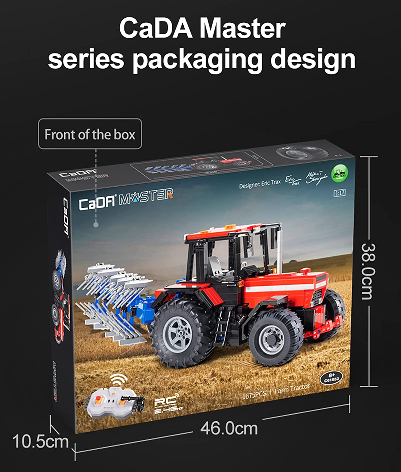 CADA C61052w Technik Traktor Ferngesteuert, 1675 Teile Technik Traktor Modell mit 4 Motoren Bausatz Kompatibel mit Lego Technik
