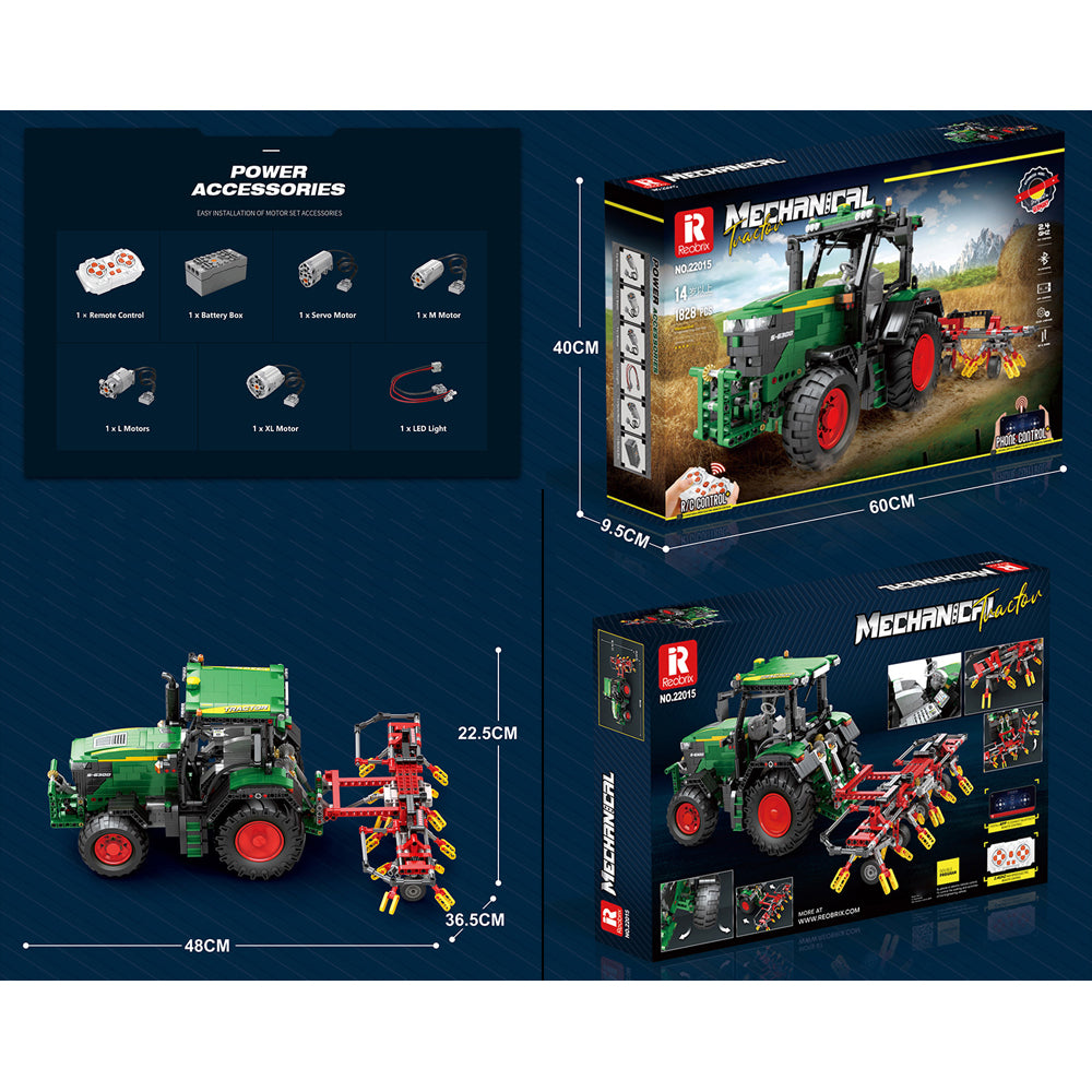 Technik Traktor Ferngesteuert, Technic Traktor 22015, Technik Tractor Groß, 1828 Teile Modell Bauset Kompatibel mit Lego Technik Traktor