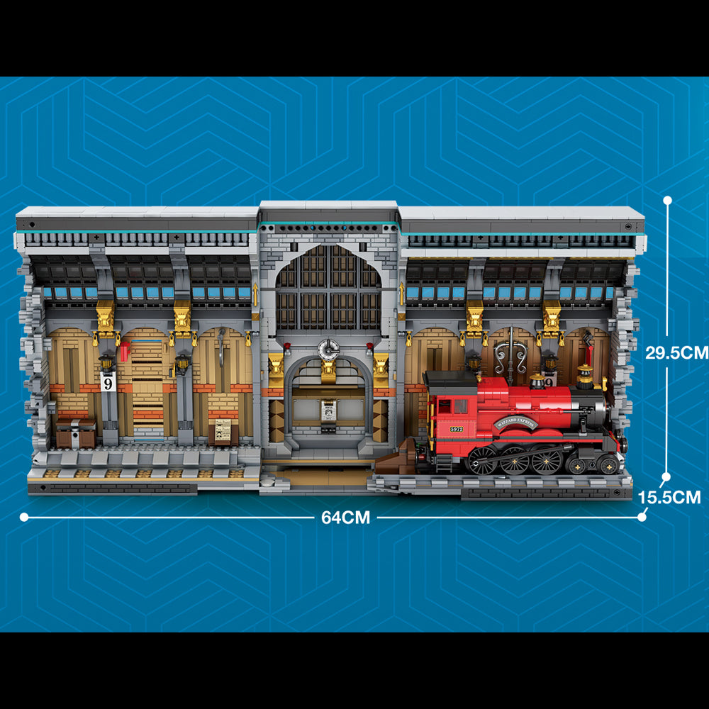 Reobrix 66031 Harry Potter Magic Station Modell, 3060 Teile Magischer Bahnhof mit Lokomotive, LEDs Modellbausatz Kompatibel mit Lego Harry Potter