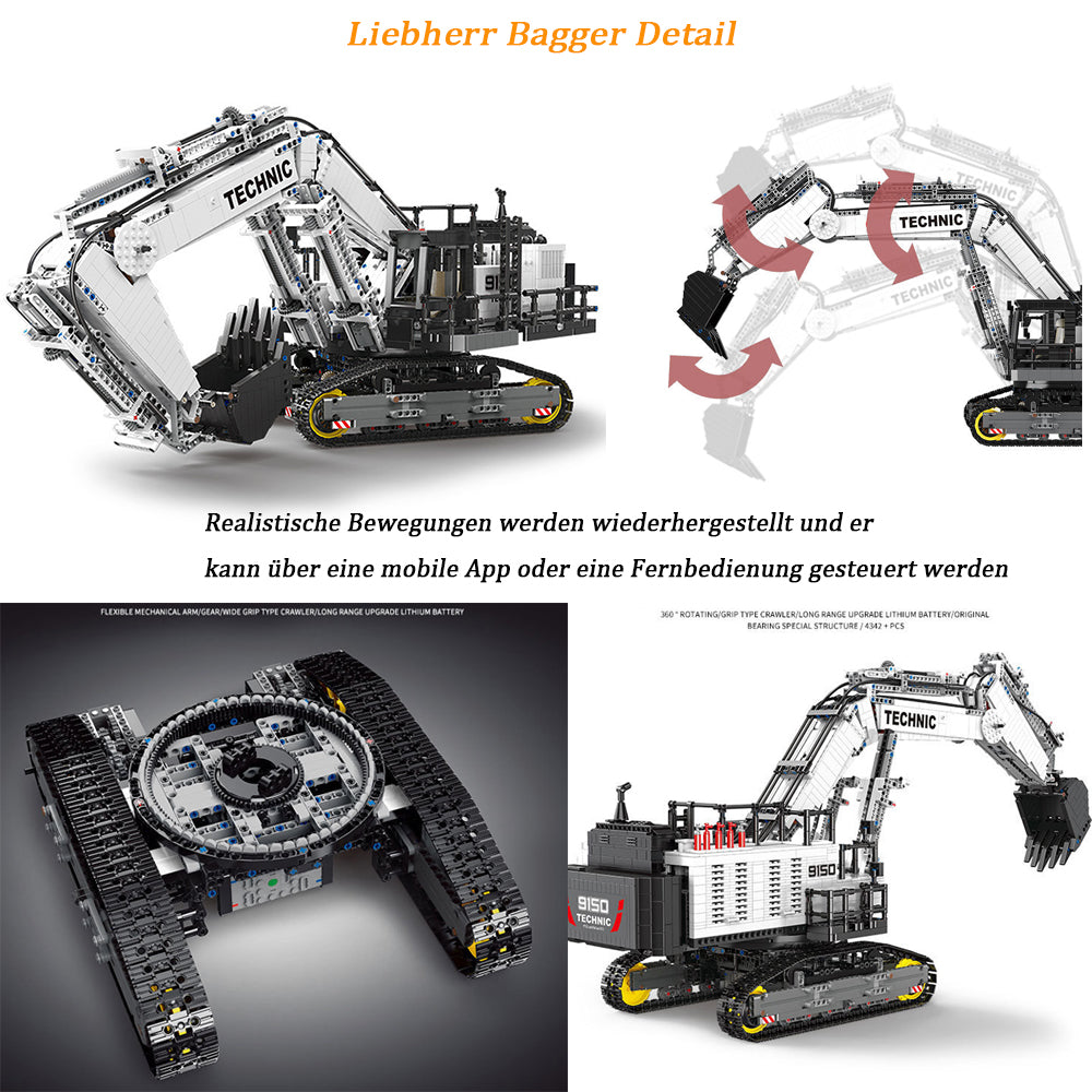Technik LKW mit Technik Bagger Technik Anhänger, 8894 Teile Technik Truck mit Anhänger, Bagger Modellbau mit 11 Motoren Bauset Kompatibel mit Lego Technik LKW