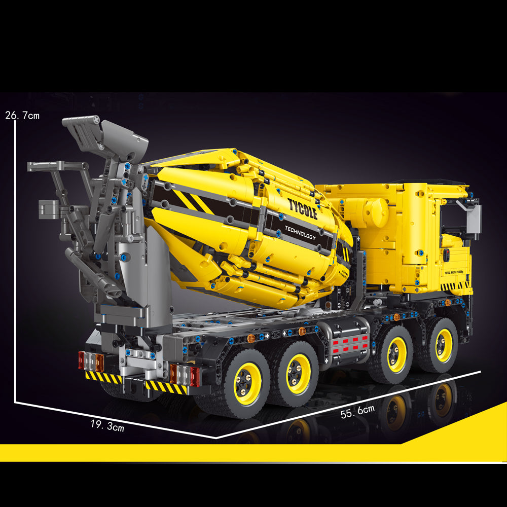 Technik Betonmischer LKW, TGL-T4005 Technik Betonmischer mit Motoren Modell, Technik Ferngesteuert LKW Klemmbausteine Modellbau Kompatibel mit Lego Technik (3388 Teile)